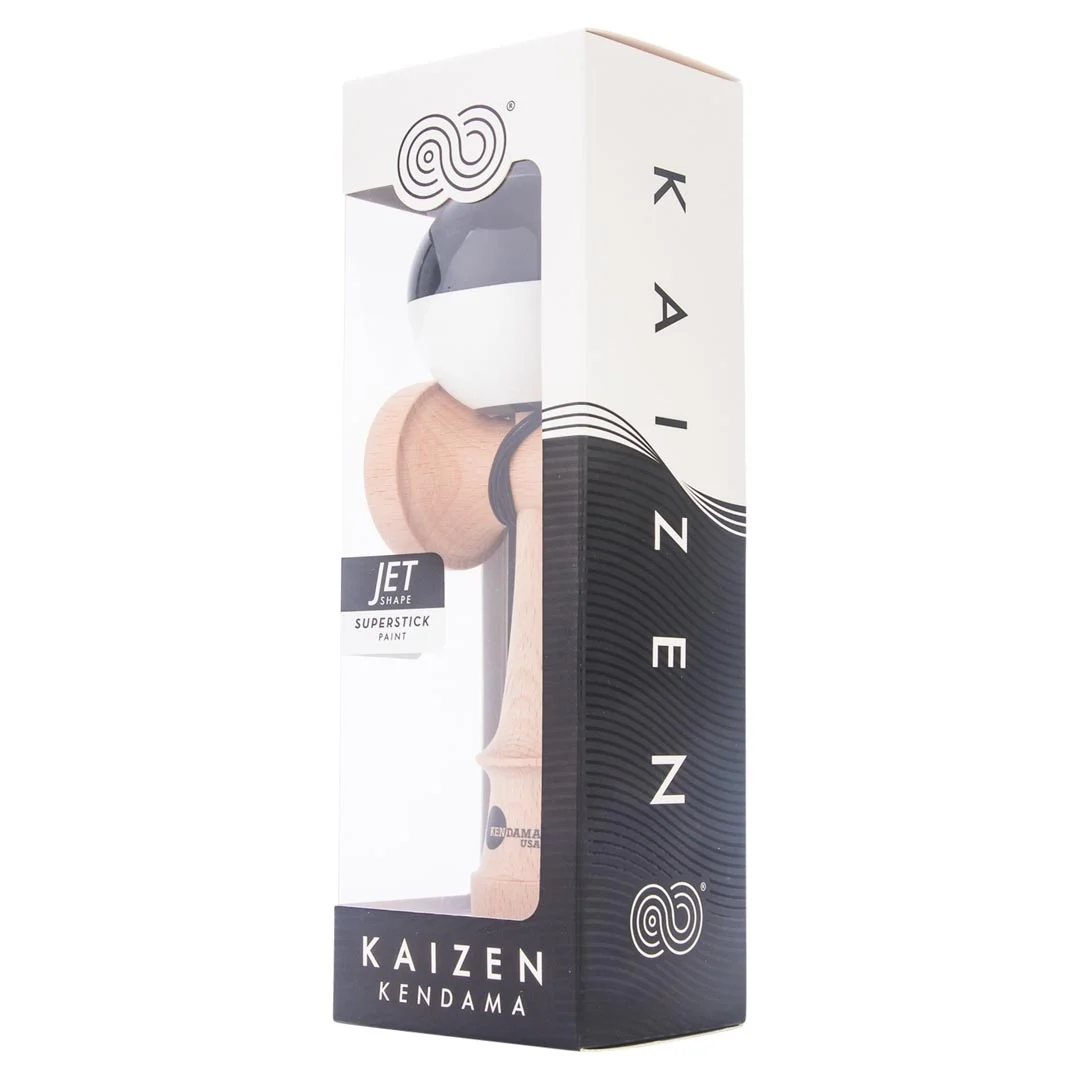 Kendama usa kaizen half split jet shape black beginner 5 packaging