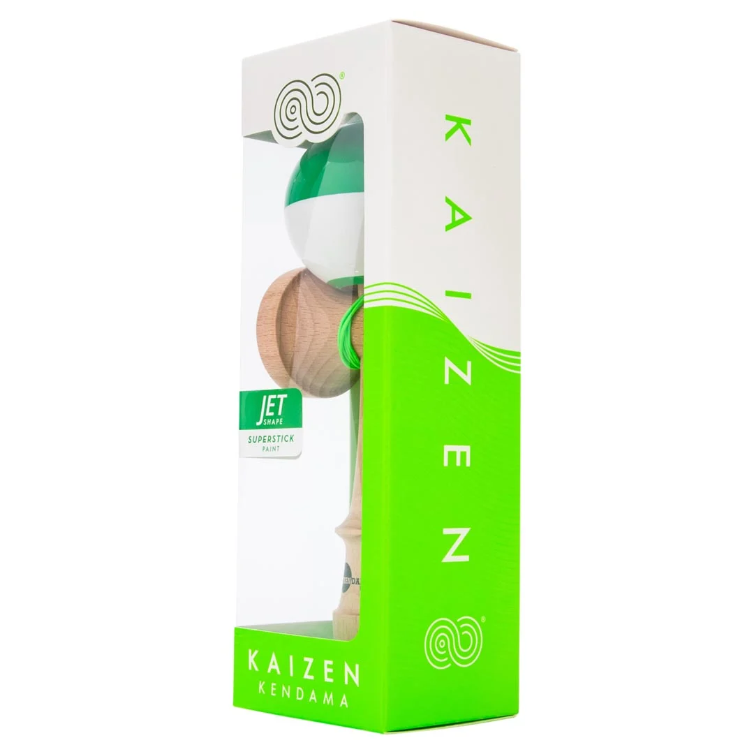 Kendama usa kaizen half split jet shape green beginner 5 packaging