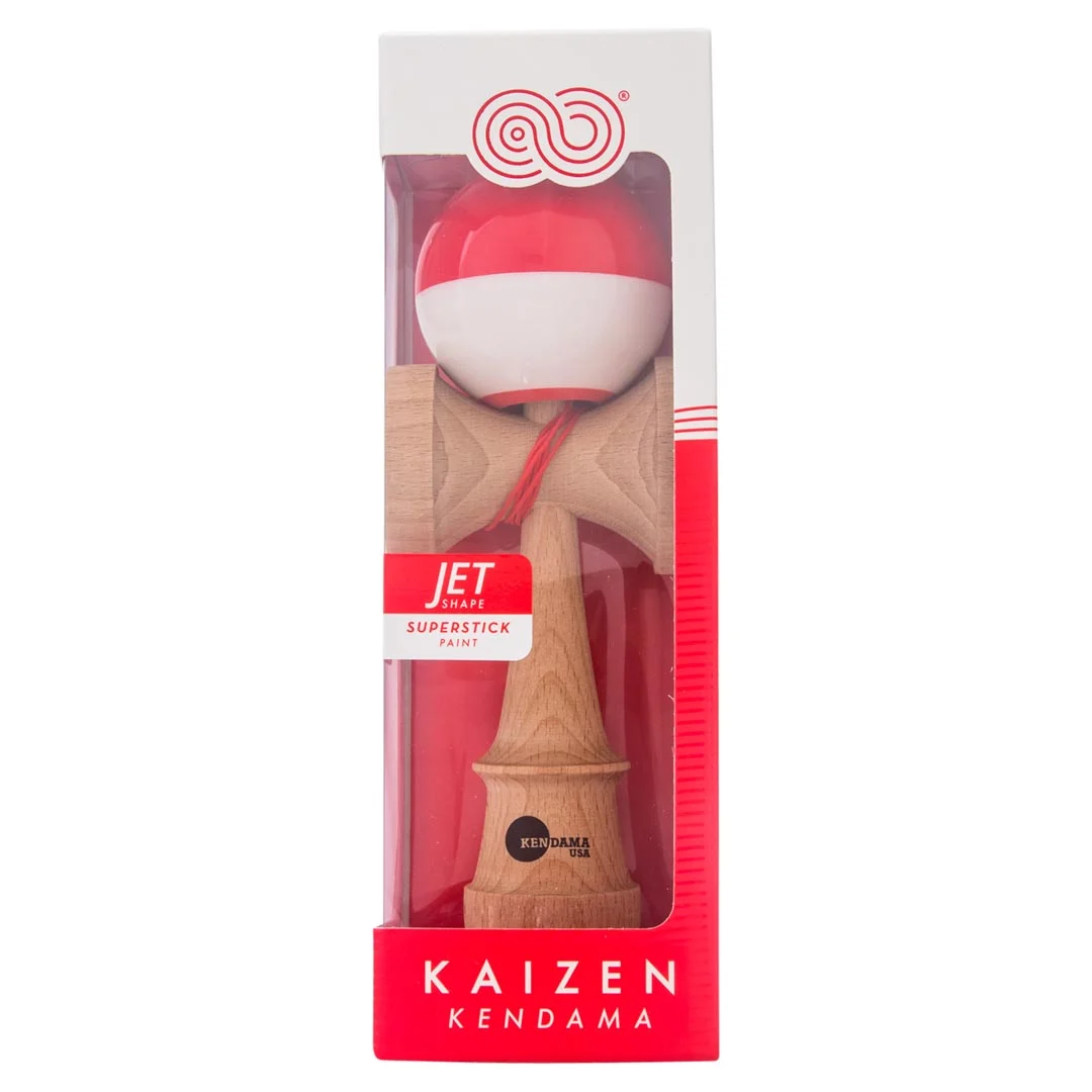 Kendama usa kaizen half split jet shape red beginner 4 packaging
