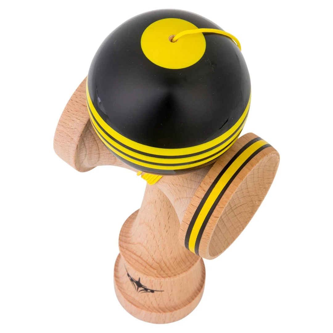 Kendama usa kaizen triple stripe jet shape black yellow beginner 2