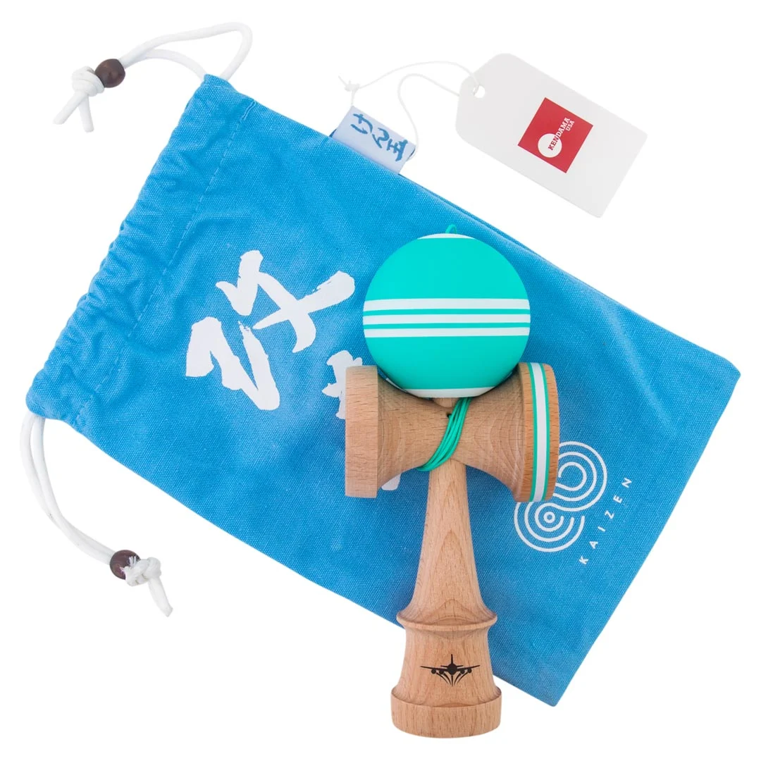 Kendama usa kaizen triple stripe jet shape green beginner 4 bag